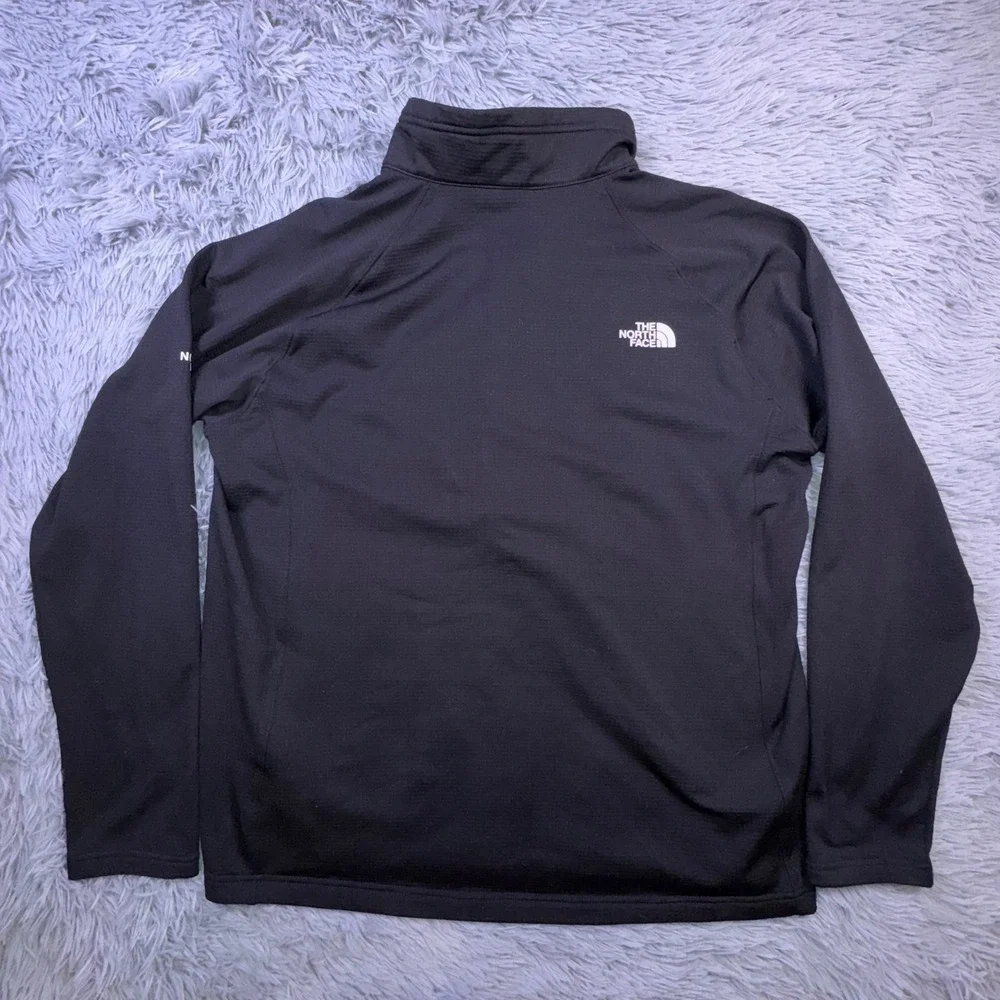 The North Face Mens XL Mountain Peaks 1/4 Zip Pullover Black Thermal Fleece logo